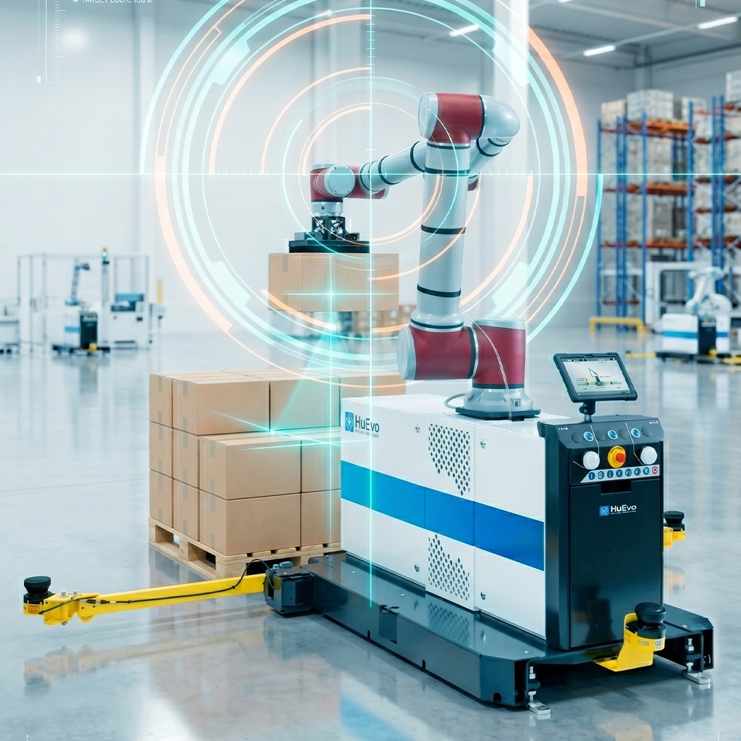 Pallettizzatore collaborativo HuEvo sviluppato nella Packaging Valley